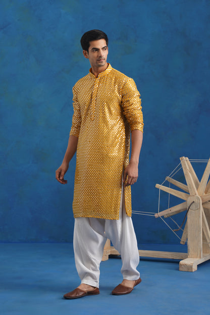 Haldi Katli Mirror Kurta Set with Dupatta