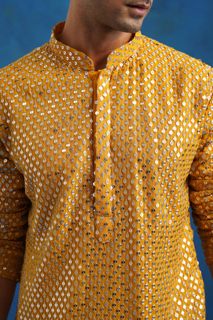 Haldi Katli Mirror Kurta Set with Dupatta