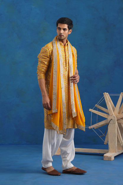 Haldi Katli Mirror Kurta Set with Dupatta