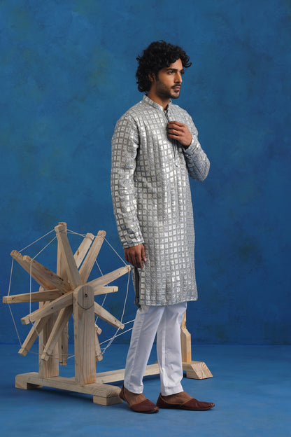 Slate Parallel Mirror Kurta Set