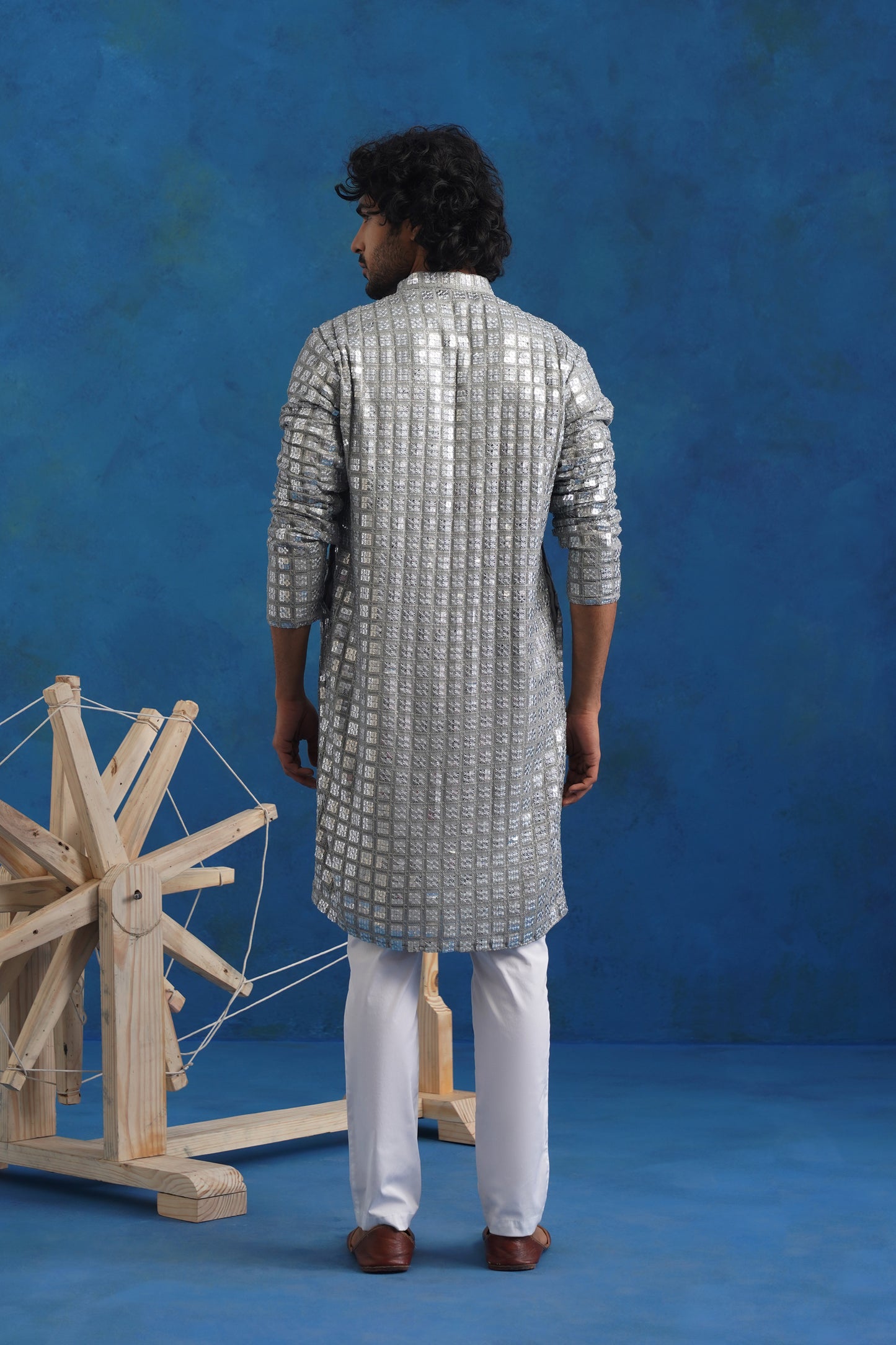 Slate Parallel Mirror Kurta Set