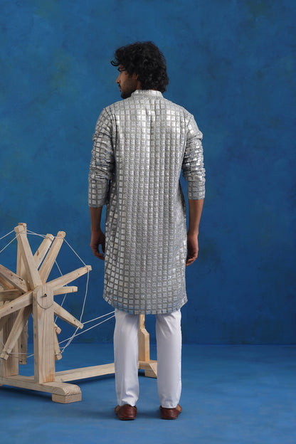 Slate Parallel Mirror Kurta Set