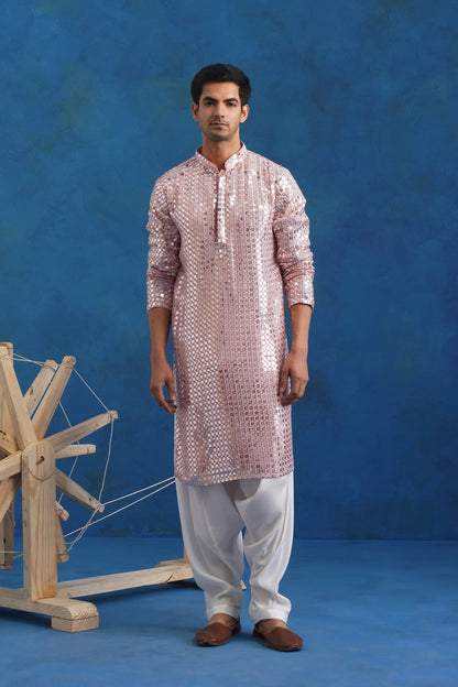 Blush Parallel Mirror Kurta Set with Dupatta