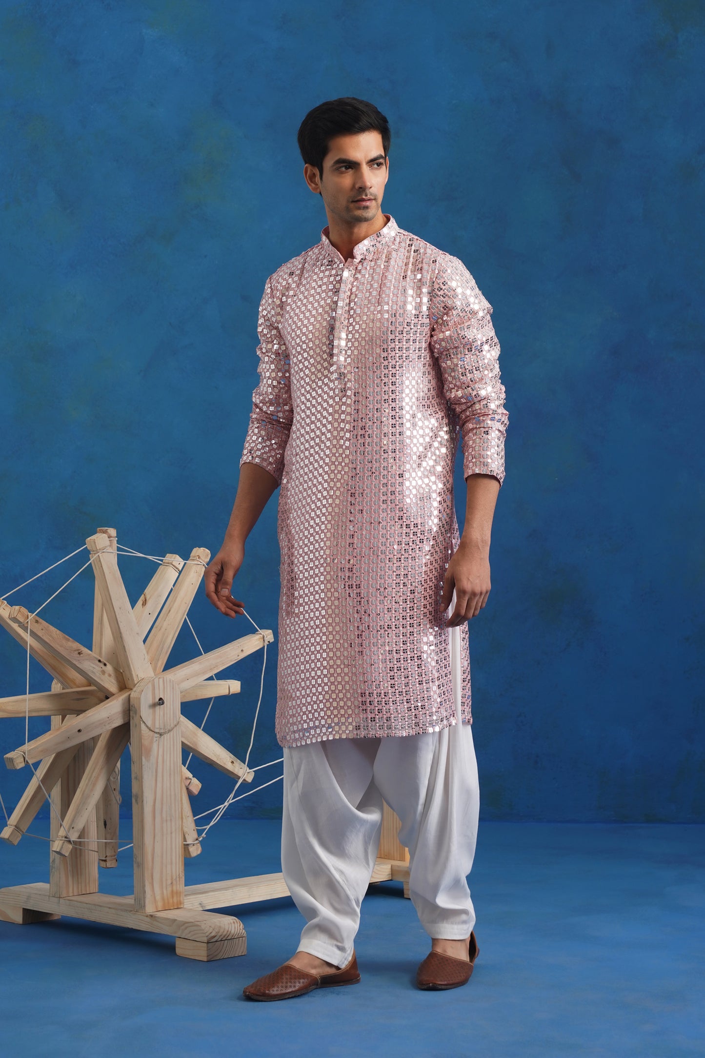 Blush Parallel Mirror Kurta Set with Dupatta