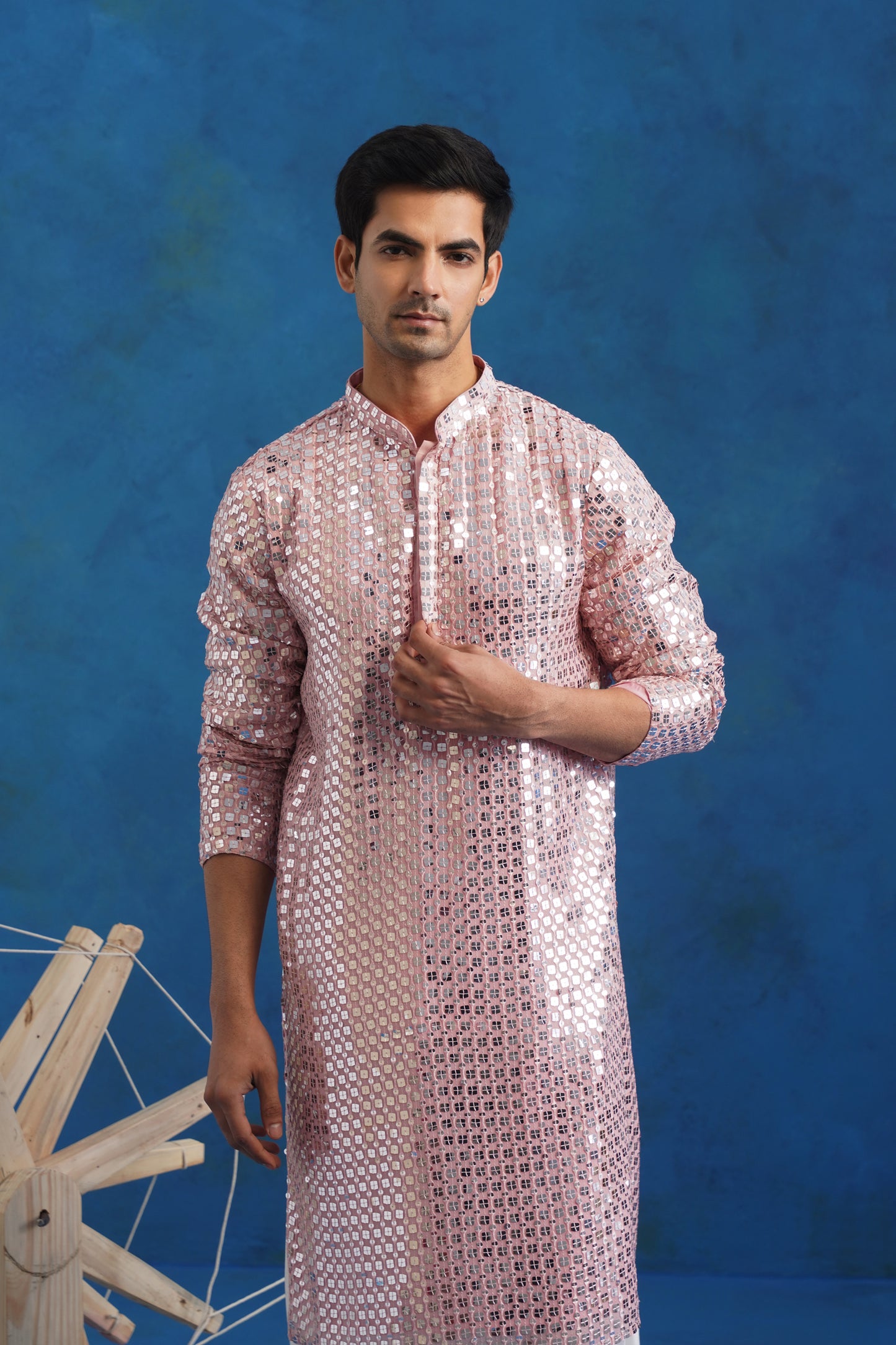 Blush Parallel Mirror Kurta Set with Dupatta