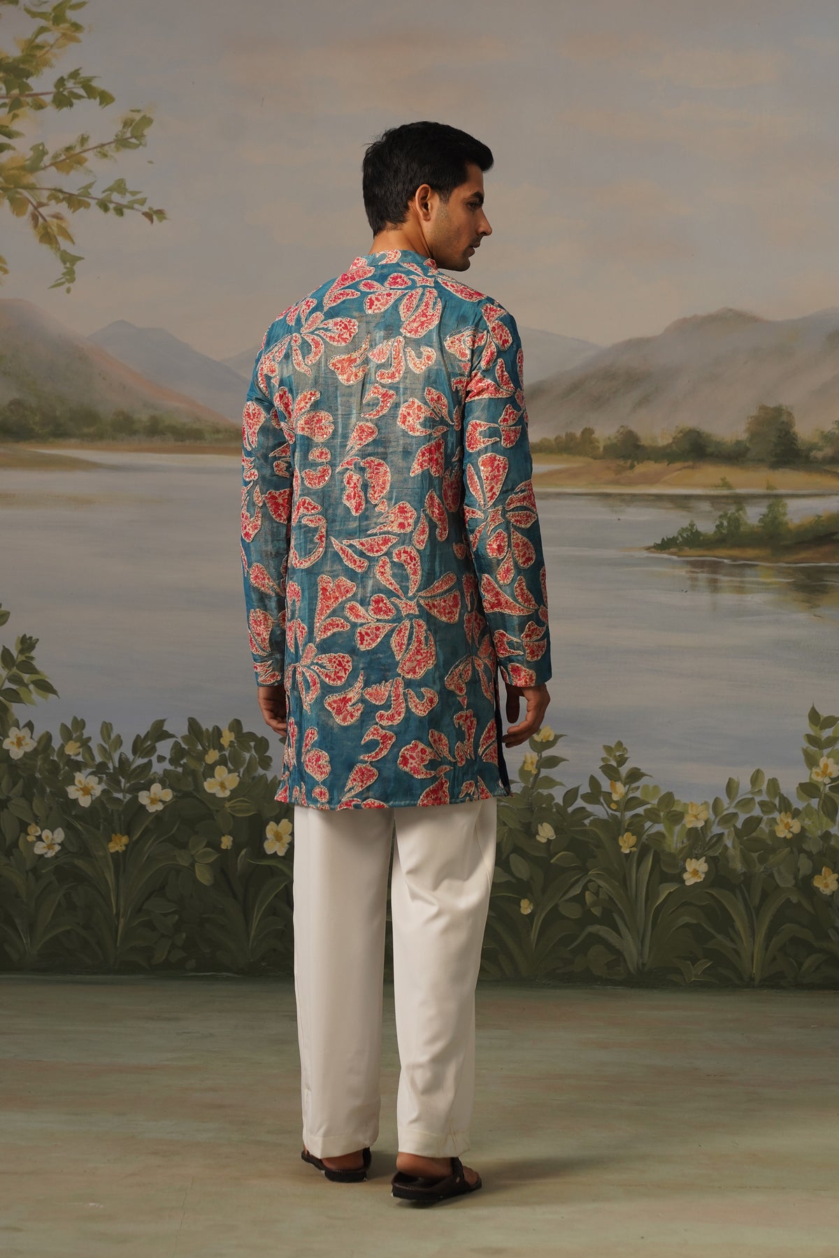 Kairi Teal Paisley Embroidered Print Kurta Set
