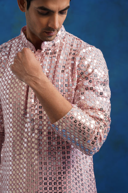 Blush Parallel Mirror Kurta Set with Dupatta