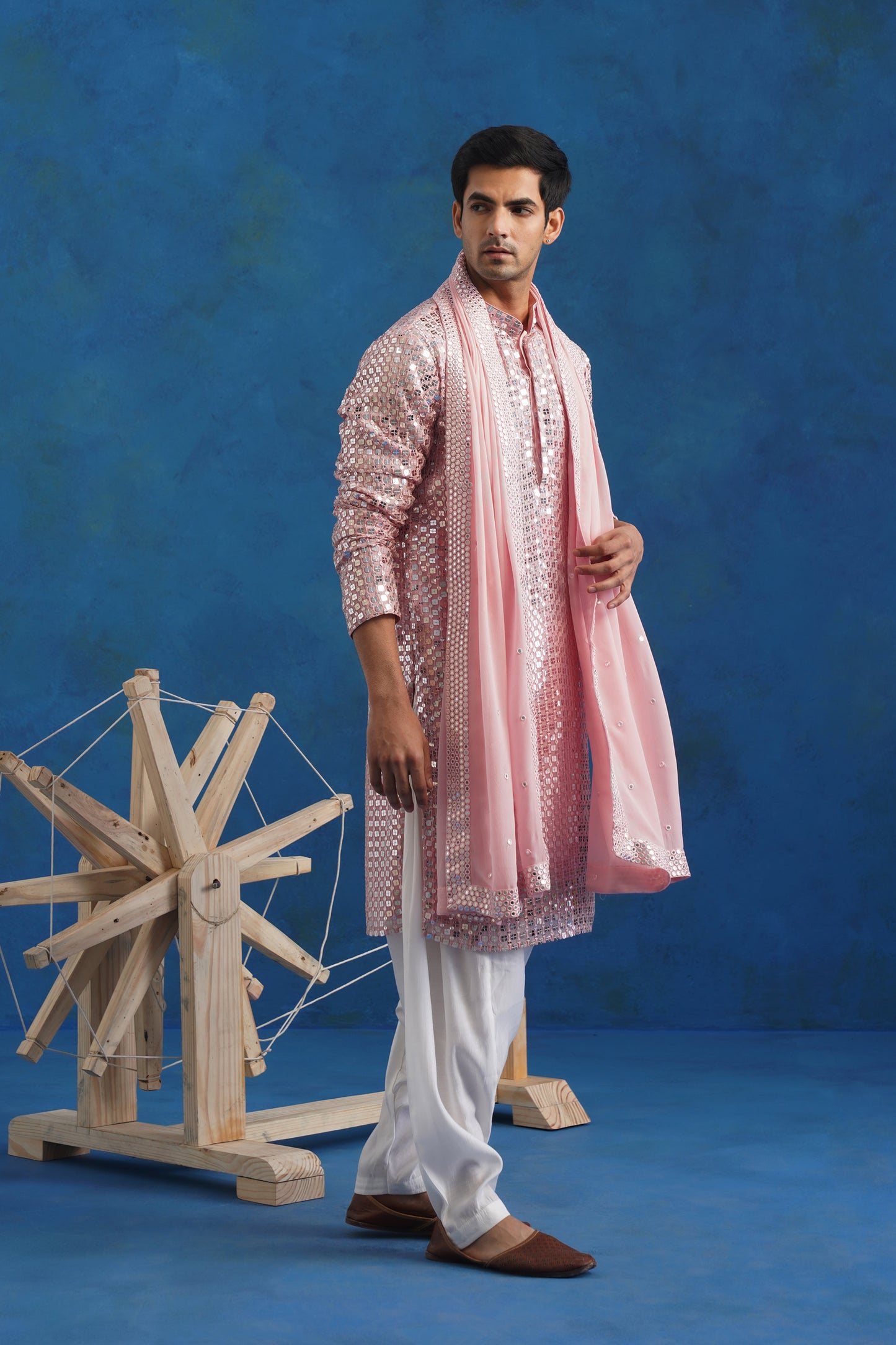 Blush Parallel Mirror Kurta Set with Dupatta