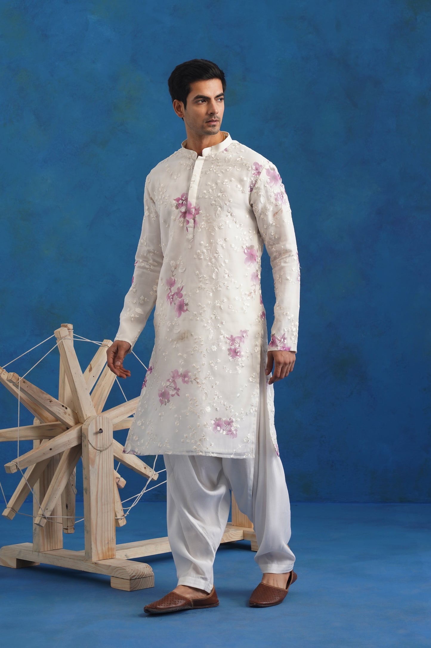 Spring Ivory Organza Kurta Set