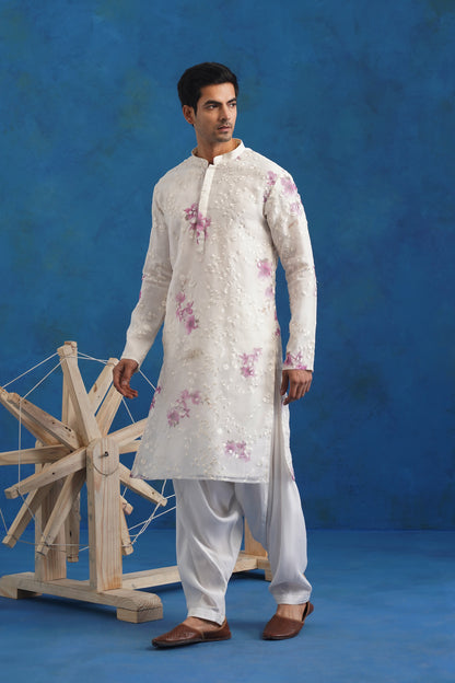 Spring Ivory Organza Kurta Set