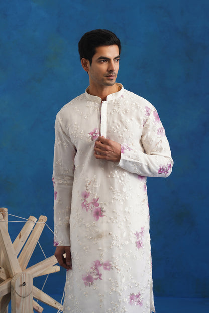 Spring Ivory Organza Kurta Set