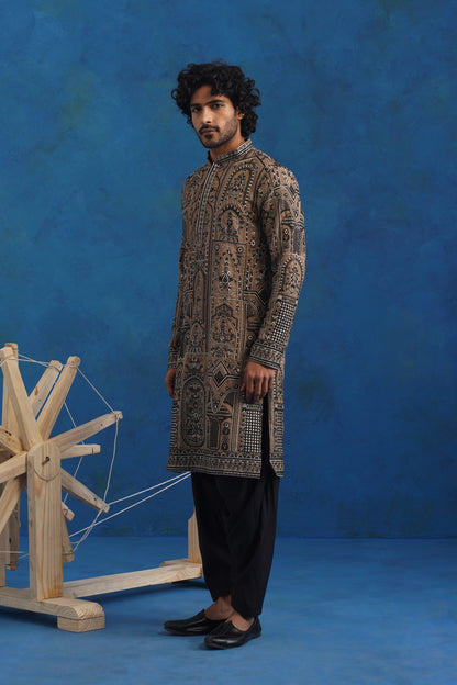 Kohinoor Brown Embroidered Kurta Set