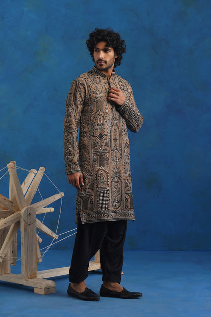 Kohinoor Brown Embroidered Kurta Set
