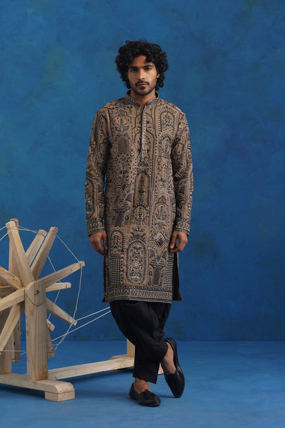 Kohinoor Brown Embroidered Kurta Set