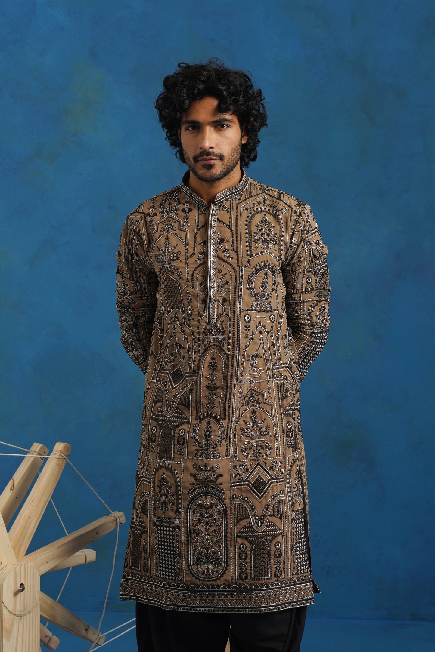 Kohinoor Brown Embroidered Kurta Set