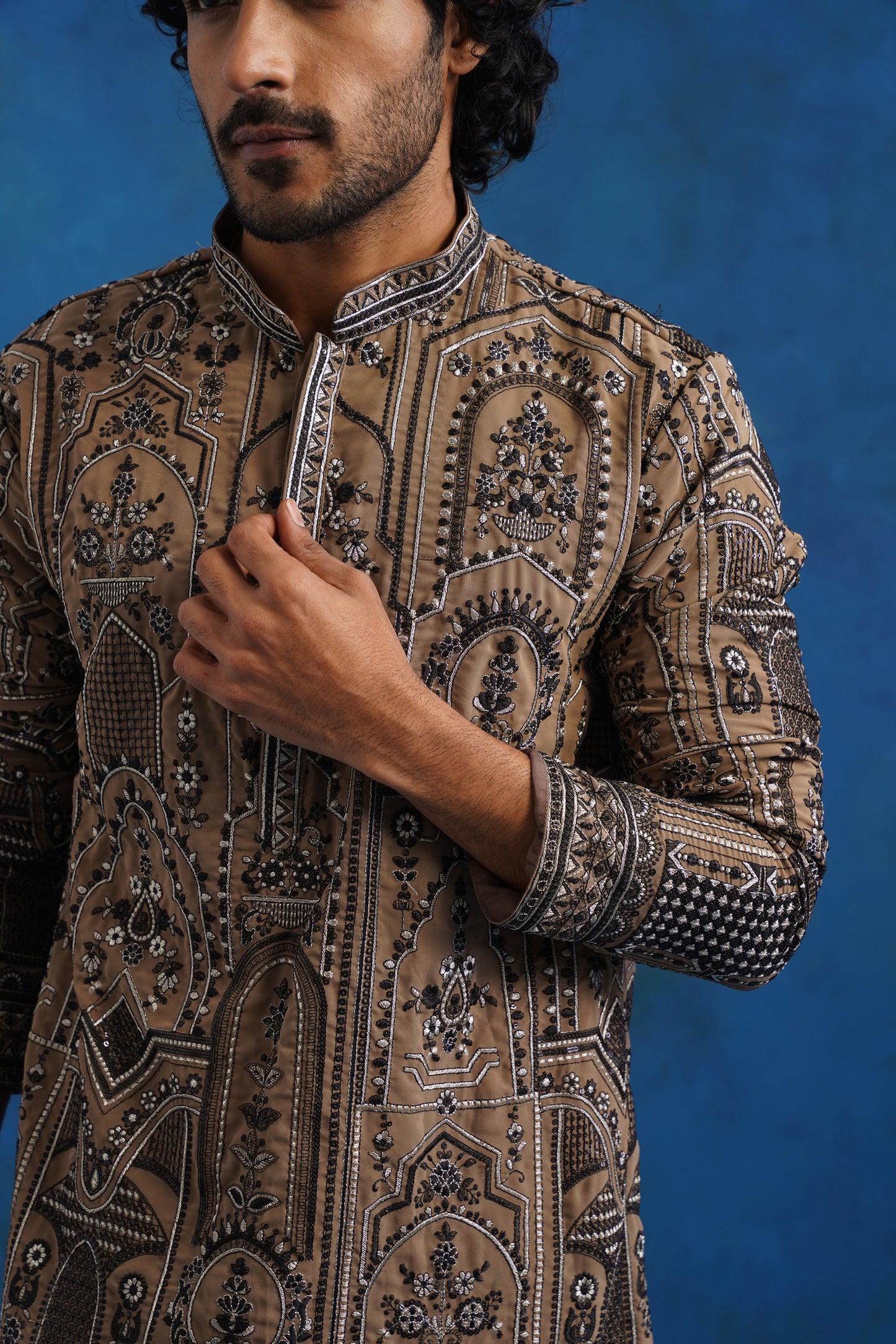 Kohinoor Brown Embroidered Kurta Set