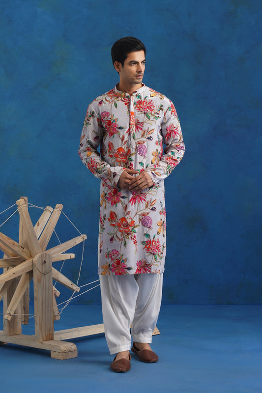 Neel Pushp Bead Embroidered Kurta Set