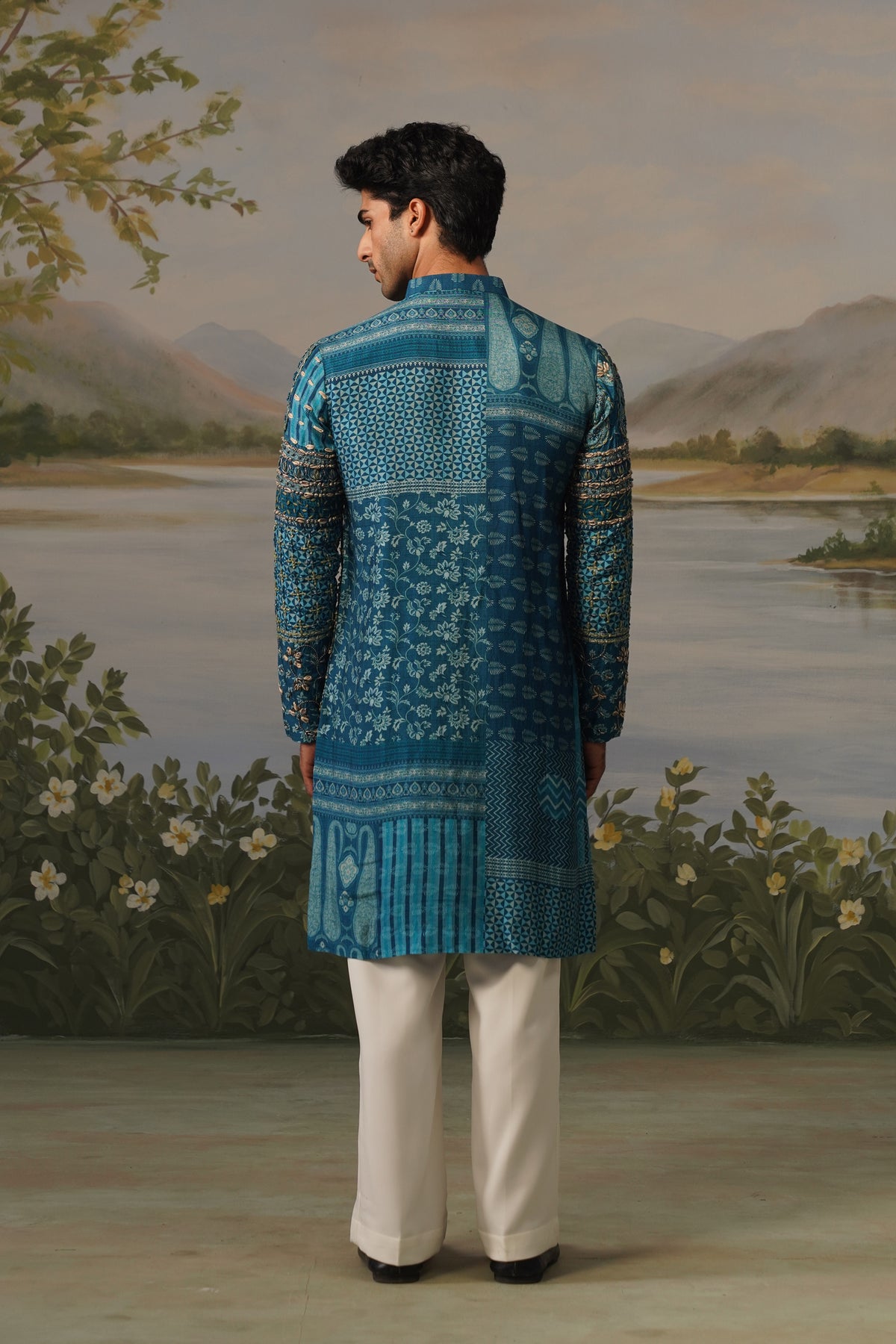 Mayur Teal Dhagai Handwork Kurta Set