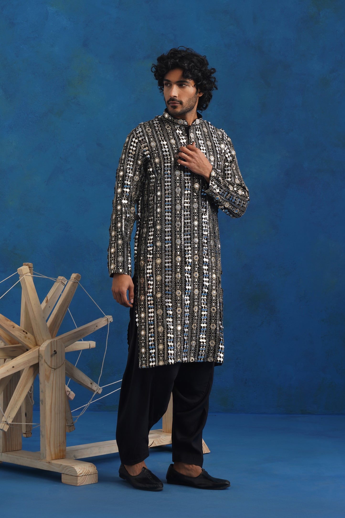 Noir Mirror Sequin Kurta Set with Dupatta