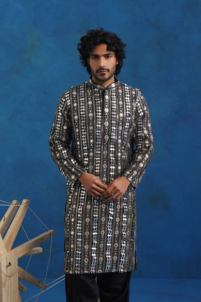 Noir Mirror Sequin Kurta Set with Dupatta