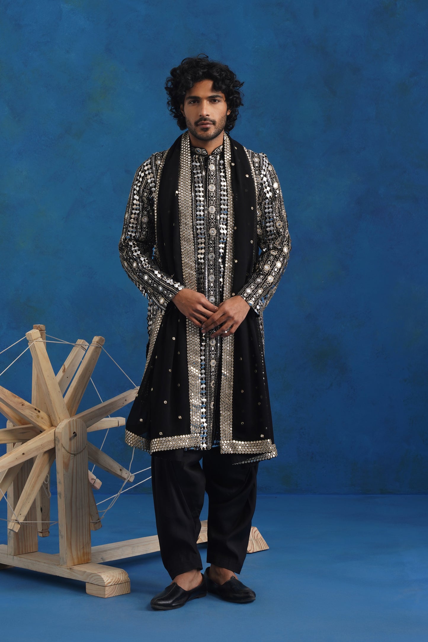 Noir Mirror Sequin Kurta Set with Dupatta