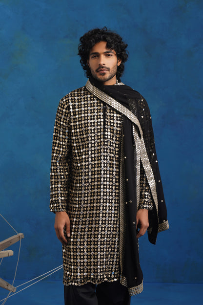 Midnight Mirror Kurta Set with Dupatta