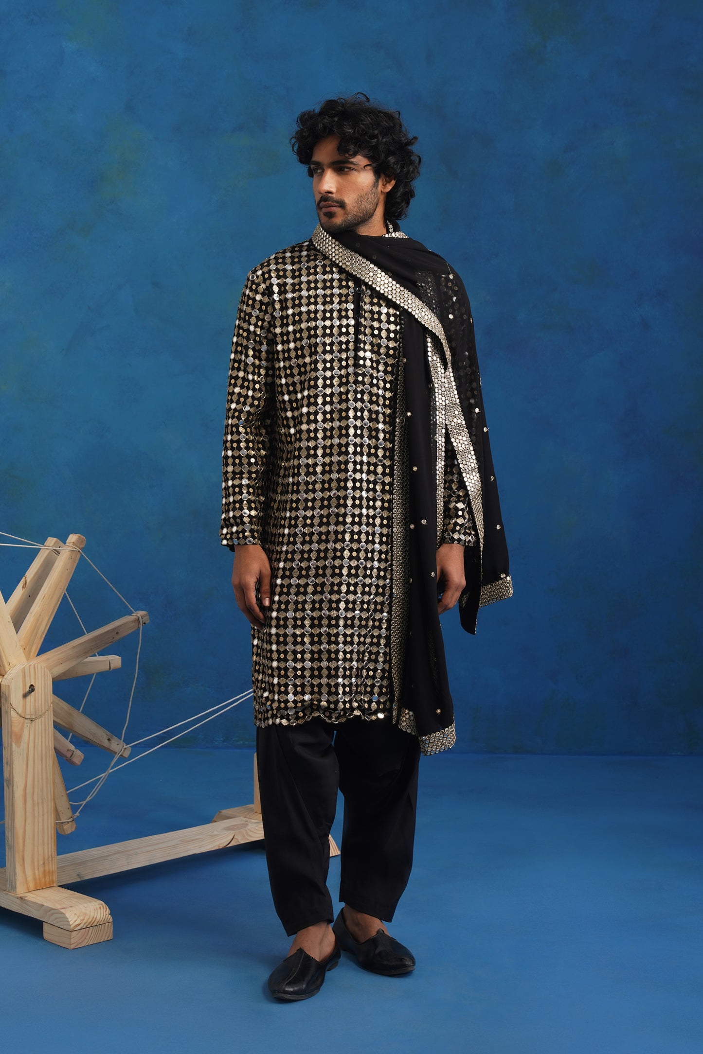 Midnight Mirror Kurta Set with Dupatta