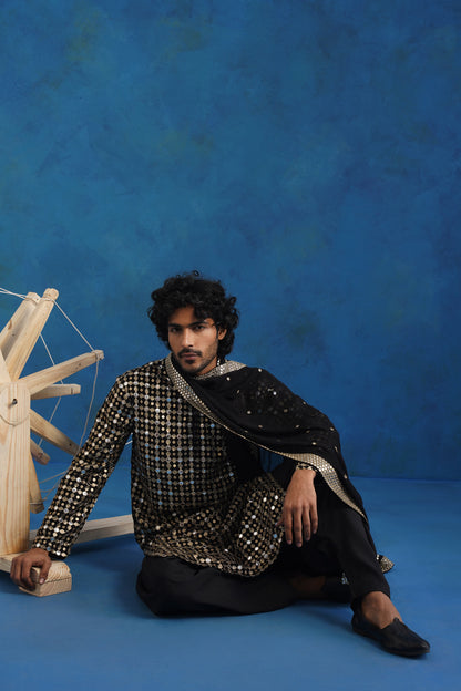 Midnight Mirror Kurta Set with Dupatta