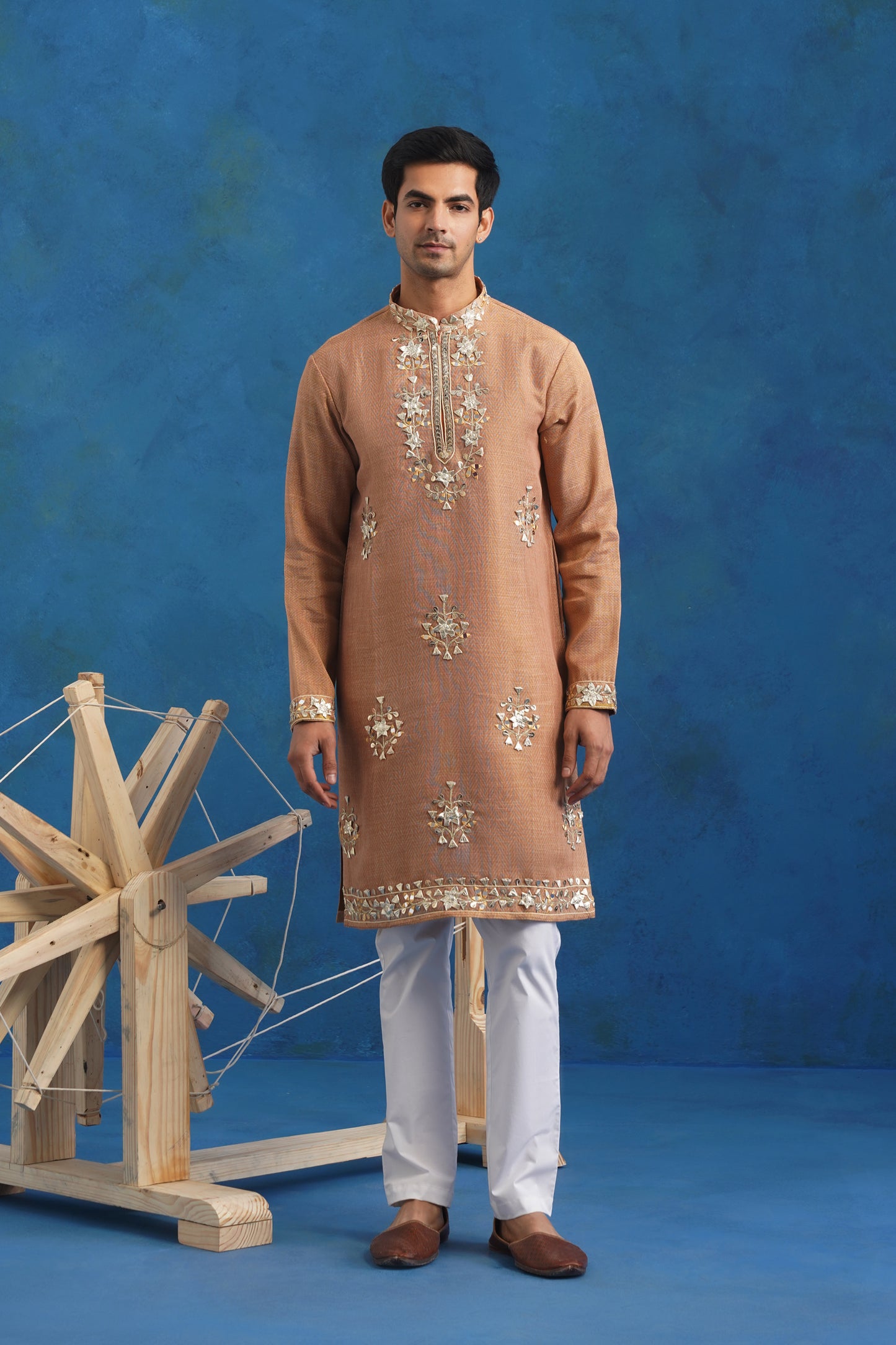 Peach Gota Handcrafted Kurta Set
