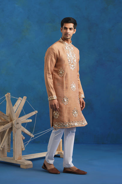 Peach Gota Handcrafted Kurta Set