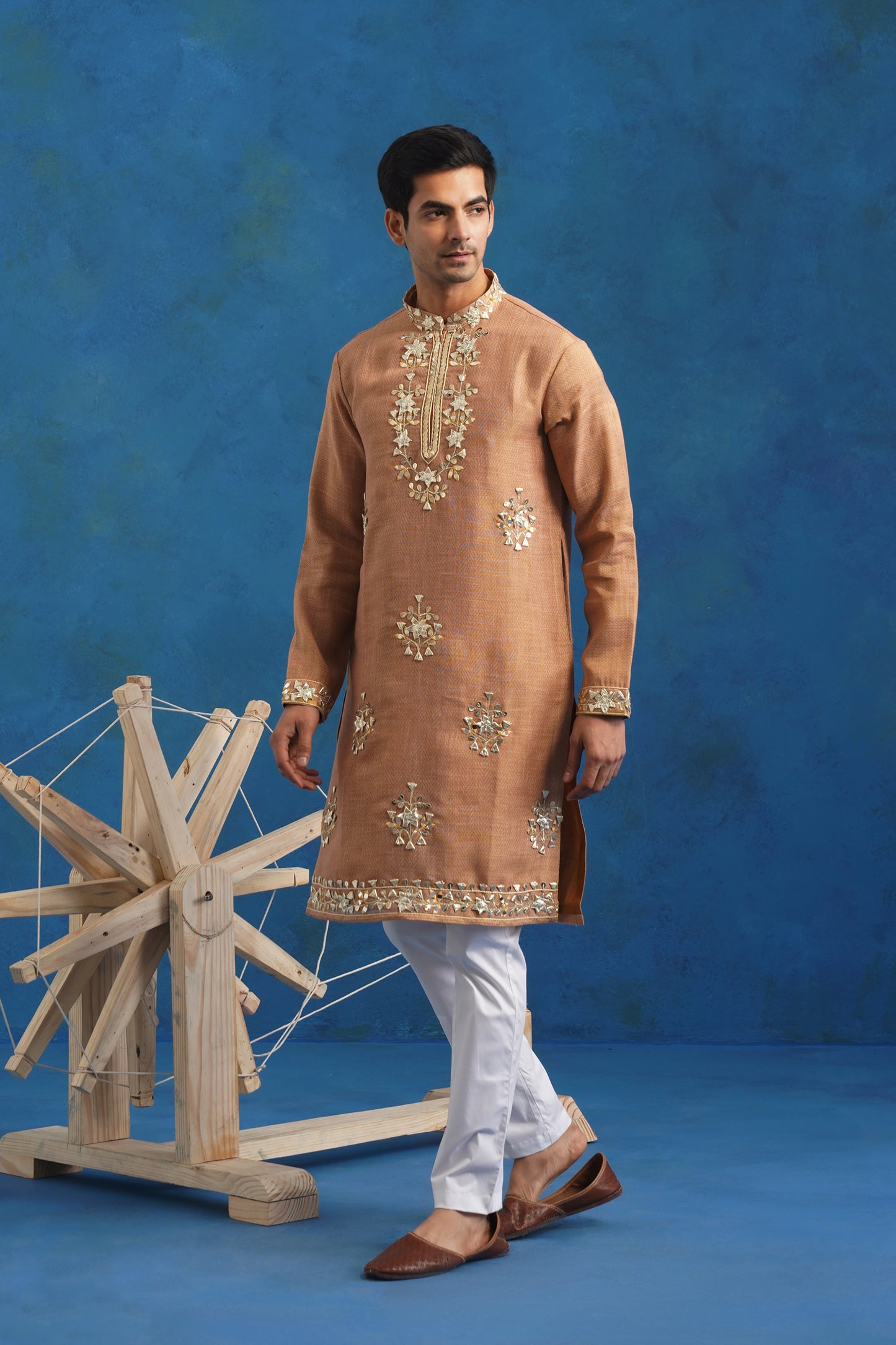 Peach Gota Handcrafted Kurta Set