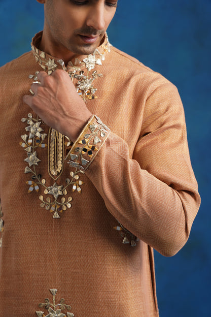 Peach Gota Handcrafted Kurta Set