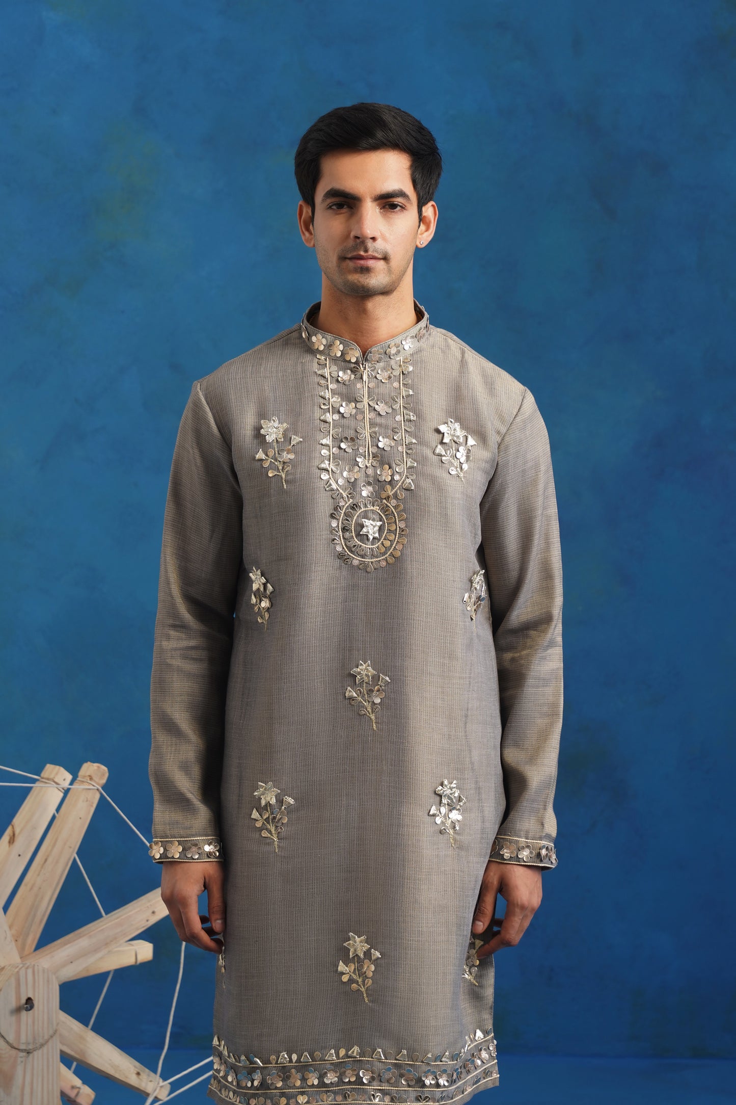 Silver Grey Gota Handwork Kurta Set