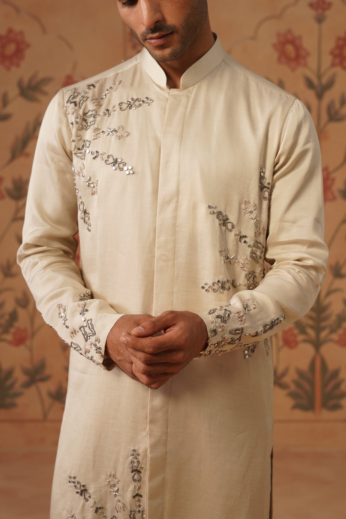 Chaahat Ivory Metal Handwork Kurta Set With Dupatta