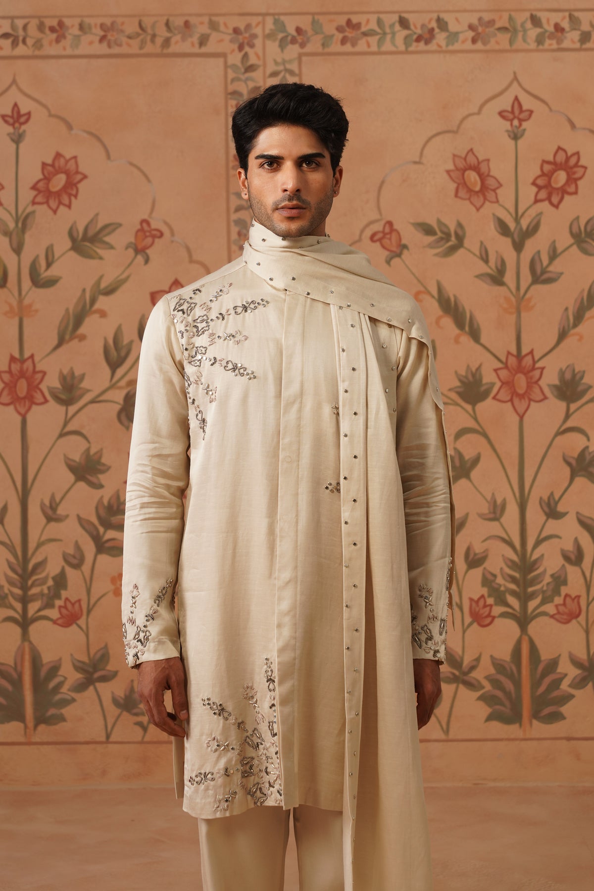 Chaahat Ivory Metal Handwork Kurta Set With Dupatta