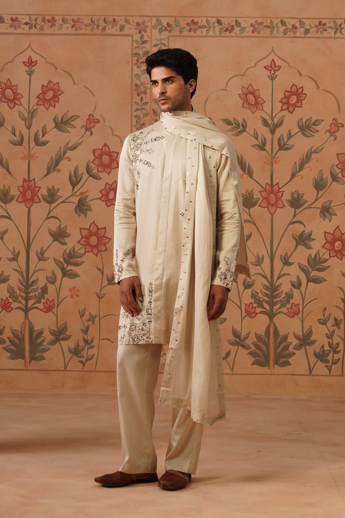 Chaahat Ivory Metal Handwork Kurta Set With Dupatta