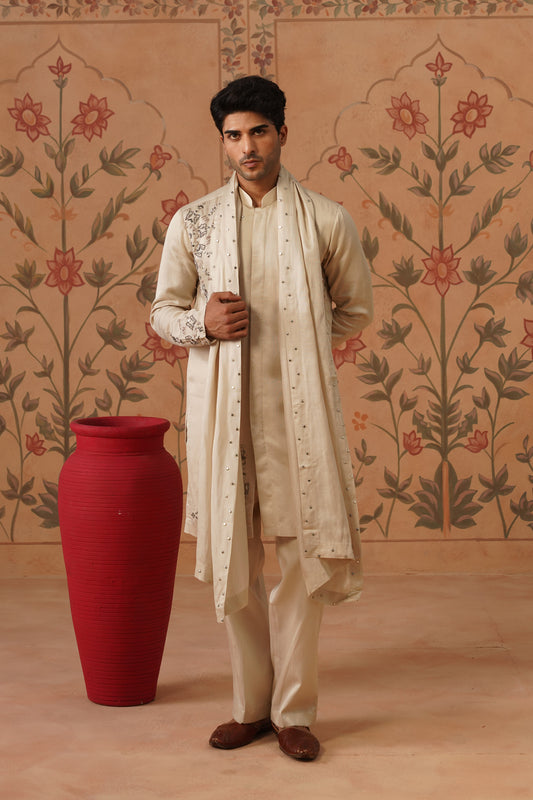 Chaahat Ivory Metal Handwork Kurta Set With Dupatta