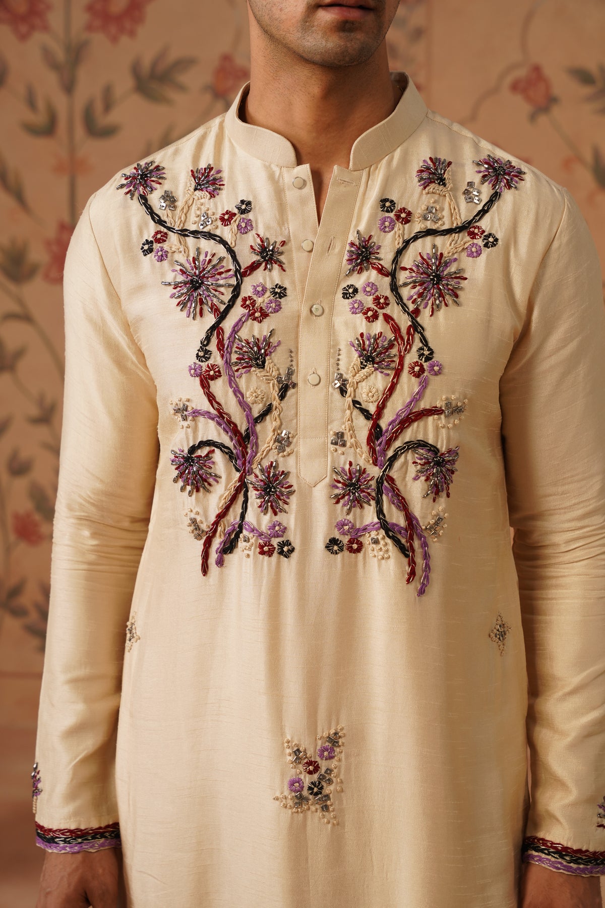 Bahar Ivory Hand Threadwork Kurta Set