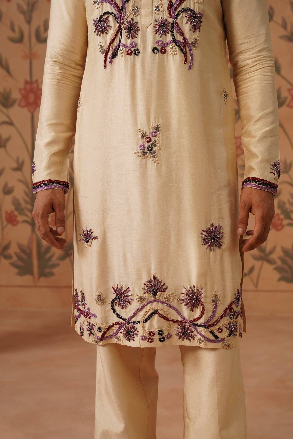 Bahar Ivory Hand Threadwork Kurta Set
