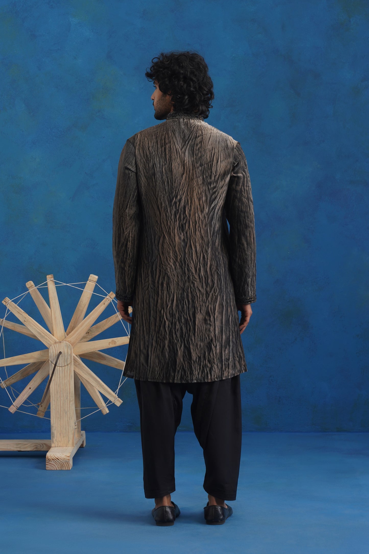 Hand Dyed Tissue Embroidered Kurta Set