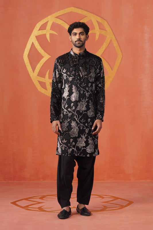 Blossom Velvet Brasso Kurta Patiyala Set