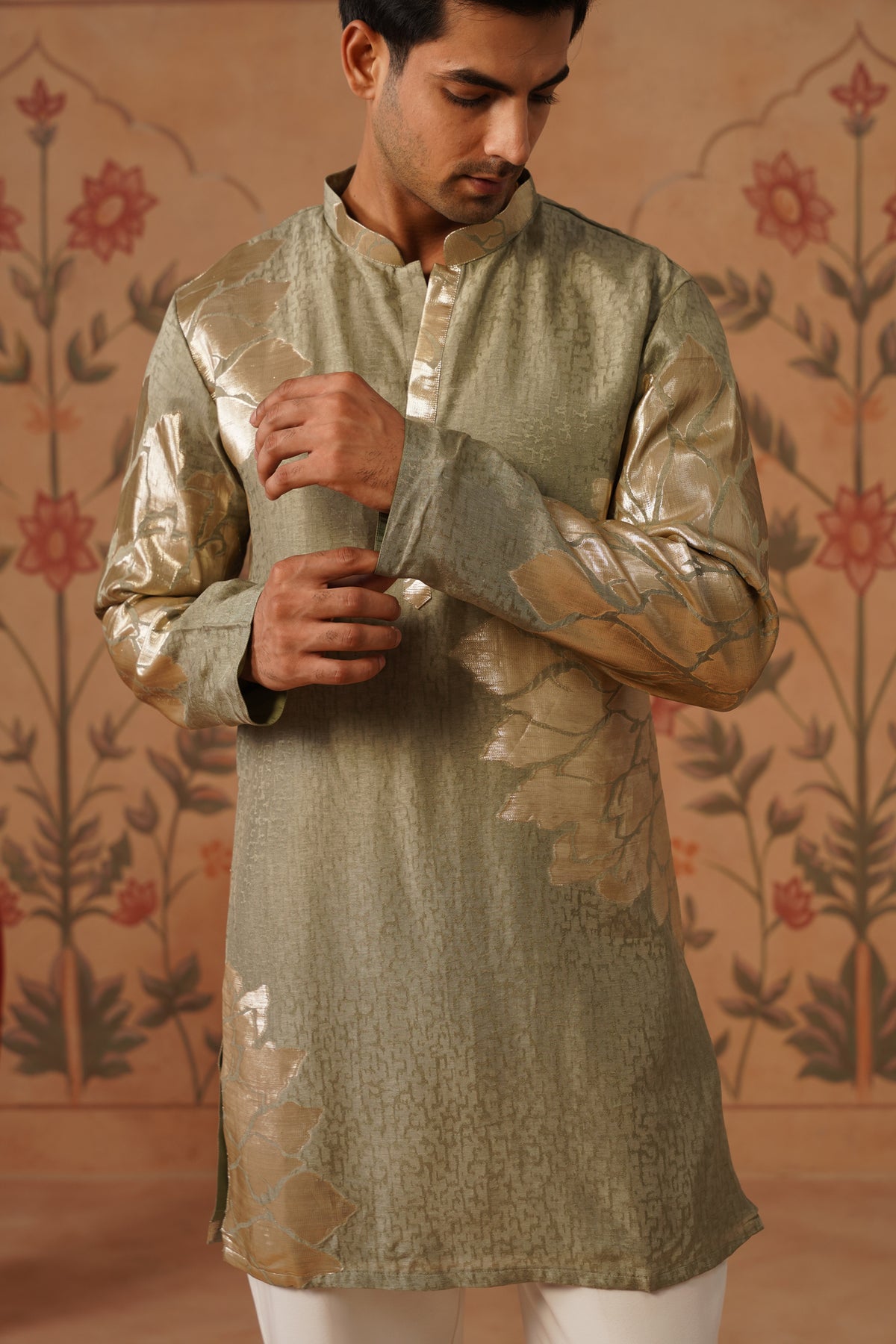 Warq Sage Jacquard Kurta Set