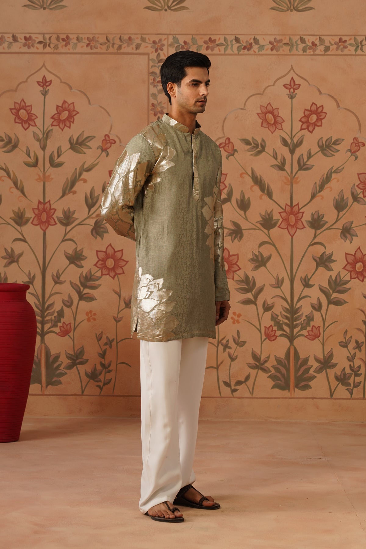 Warq Sage Jacquard Kurta Set