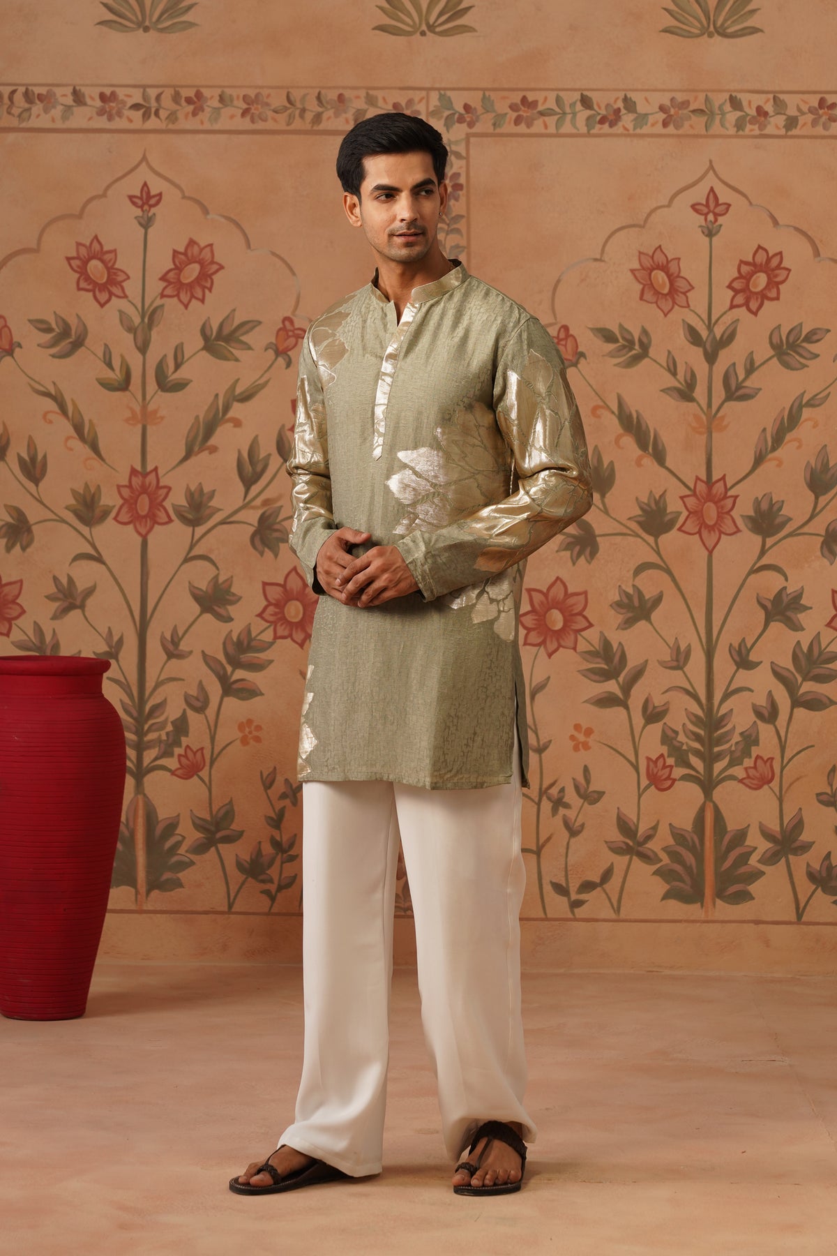 Warq Sage Jacquard Kurta Set