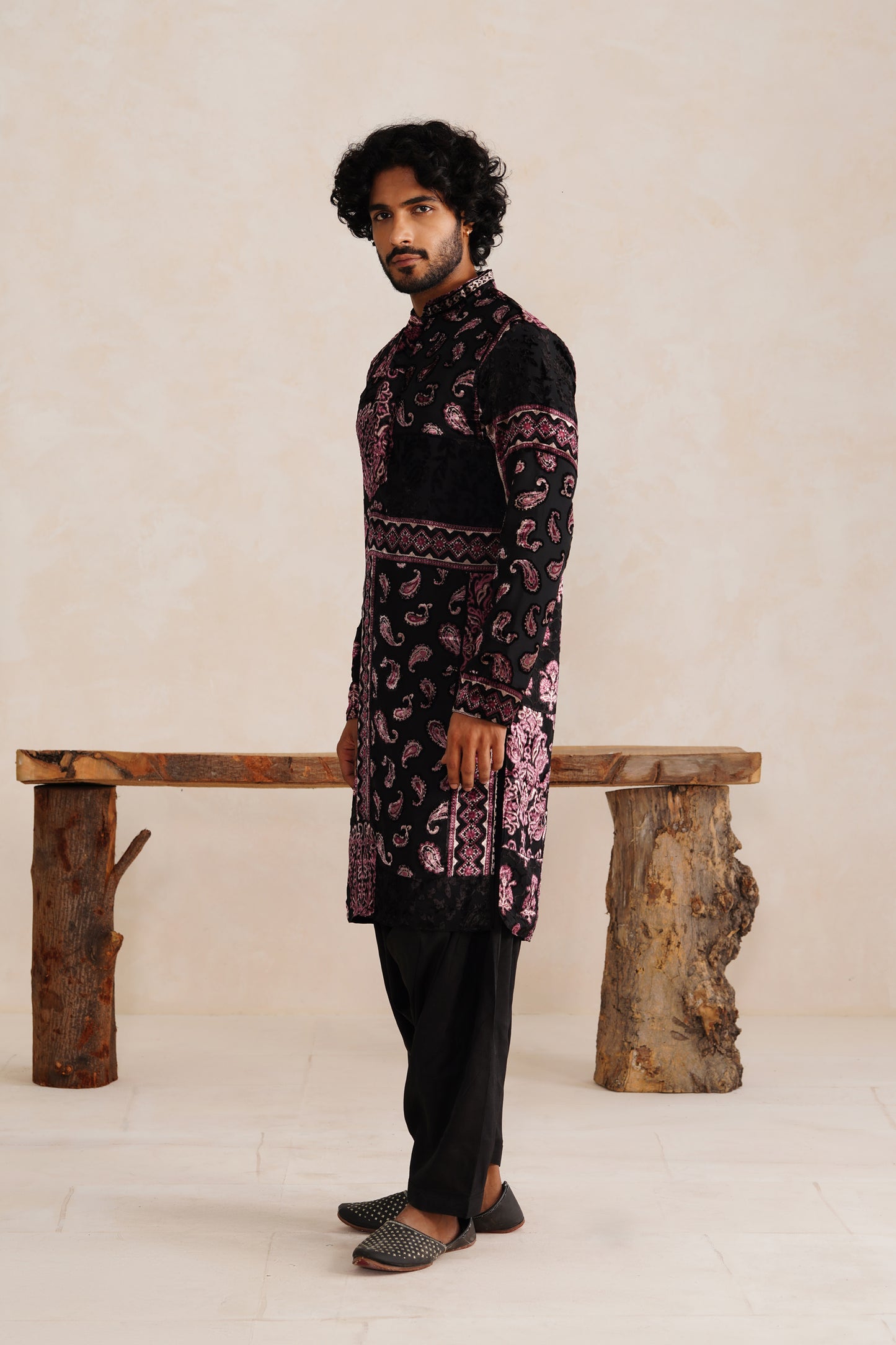 Black Velvet Brasso Kurta Patiyala Set