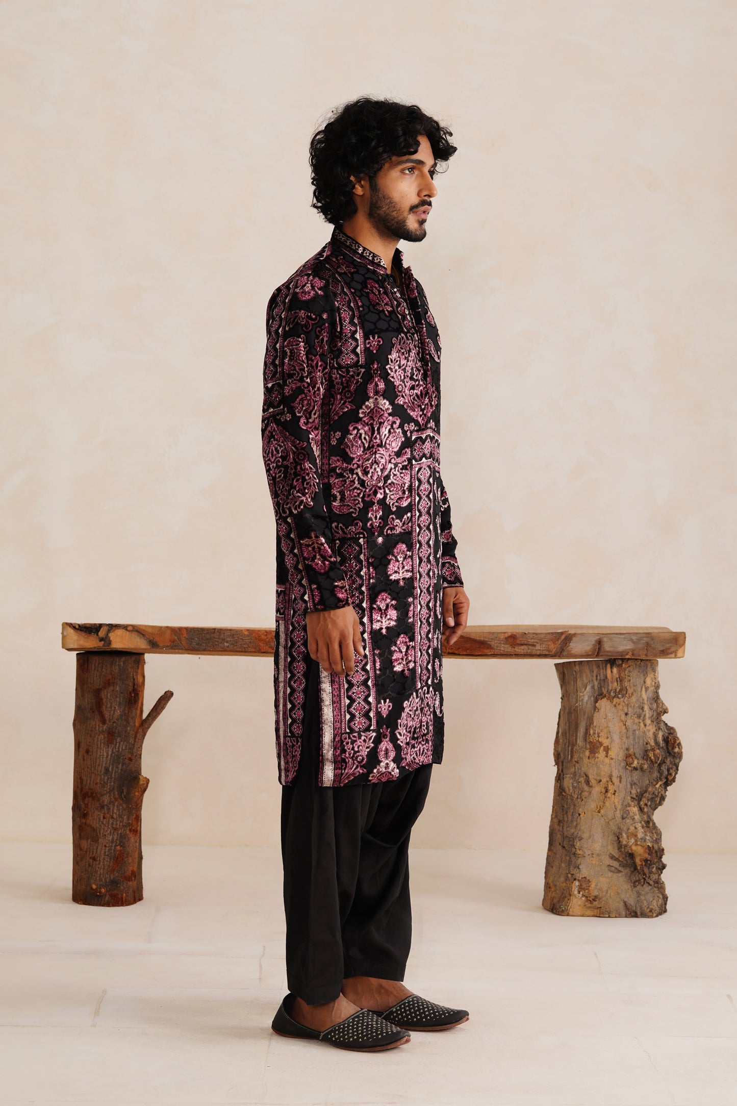 Black Velvet Brasso Kurta Patiyala Set