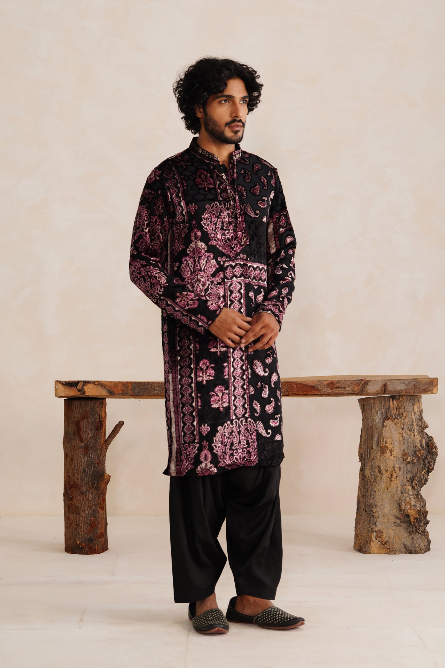 Black Velvet Brasso Kurta Patiyala Set