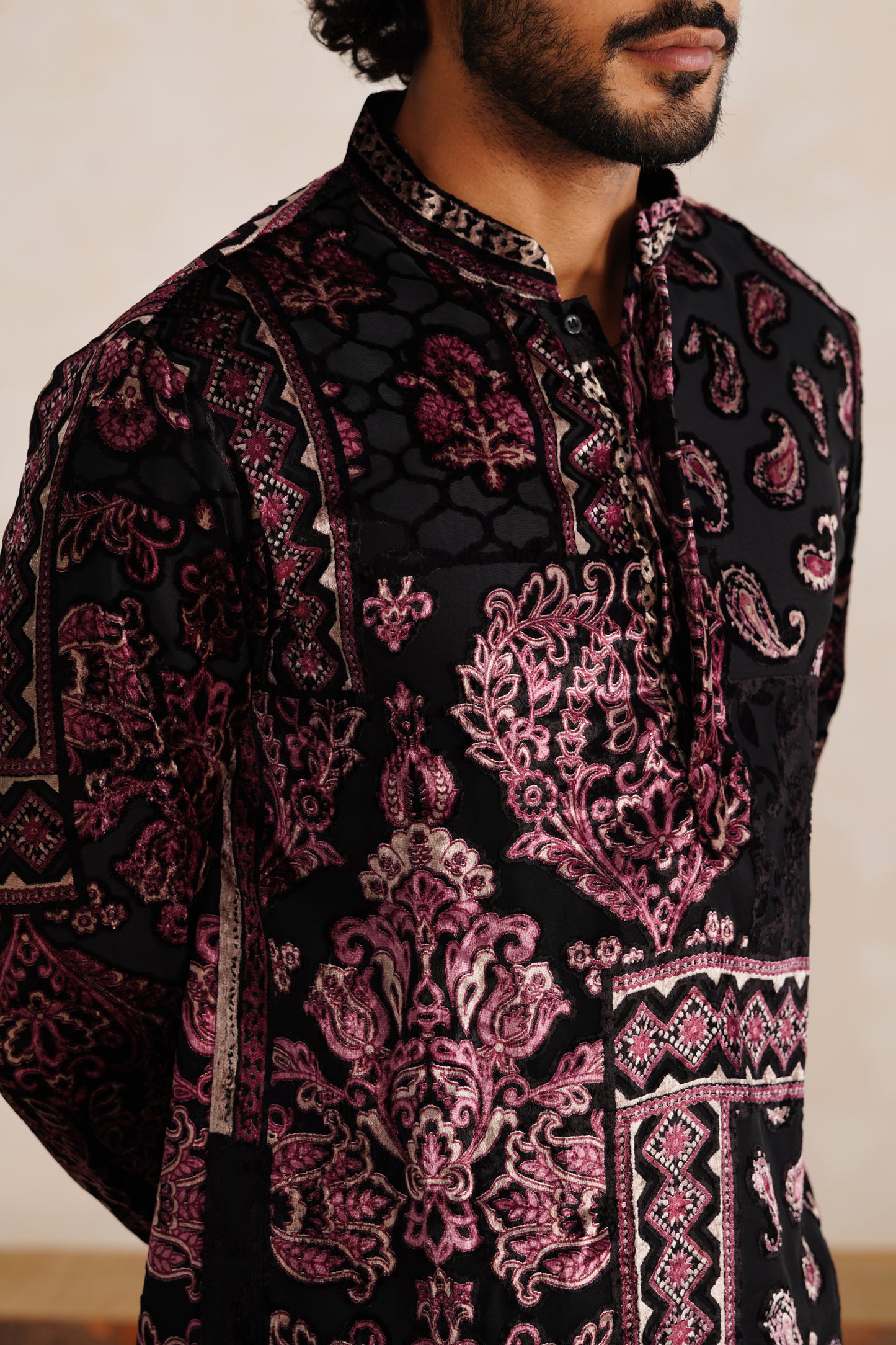 Black Velvet Brasso Kurta Patiyala Set
