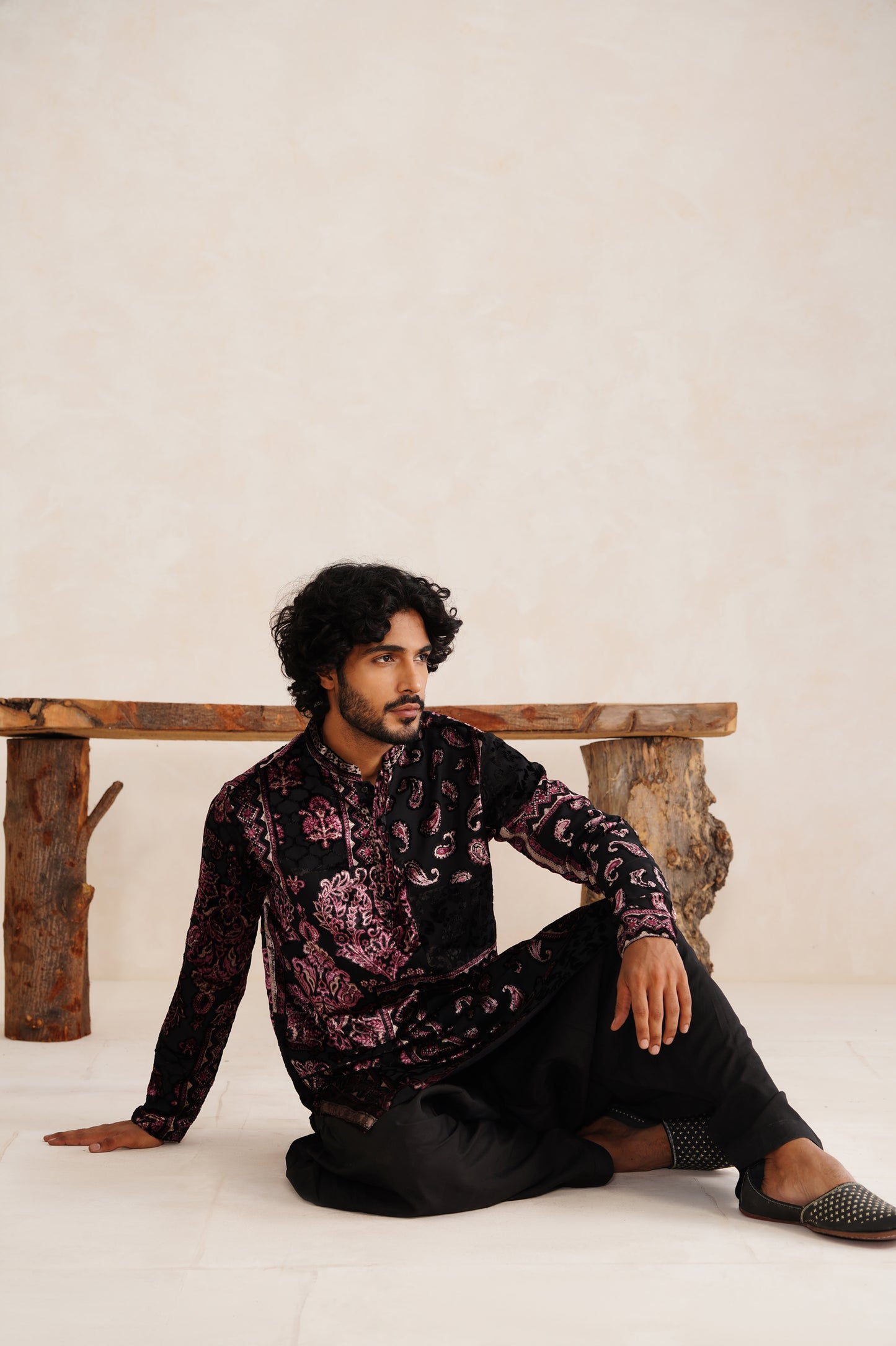 Black Velvet Brasso Kurta Patiyala Set
