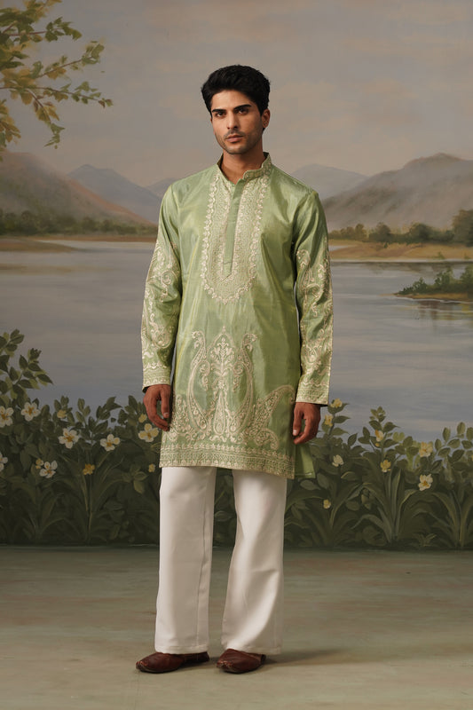 Sabza Green Threadwork Kurta Set